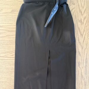 Zara Black Midi Wrap Skirt with Belt